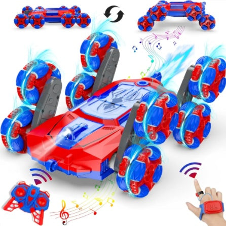 Boy Remote Control Car Gift, Spider Remote Control Car Toy, 2.4GHz 8WD Wall Mounted Remote Control Car, Suitable For Children's Gesture Sensing Remote Control Stunt Car, With Lighting And Music