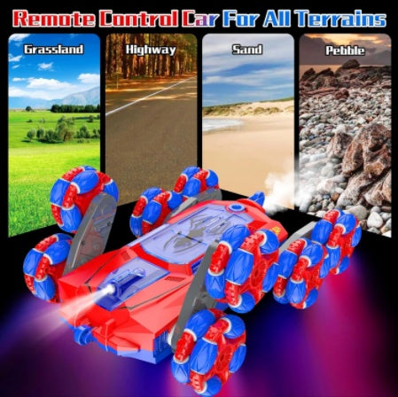 Boy Remote Control Car Gift, Spider Remote Control Car Toy, 2.4GHz 8WD Wall Mounted Remote Control Car, Suitable For Children's Gesture Sensing Remote Control Stunt Car, With Lighting And Music